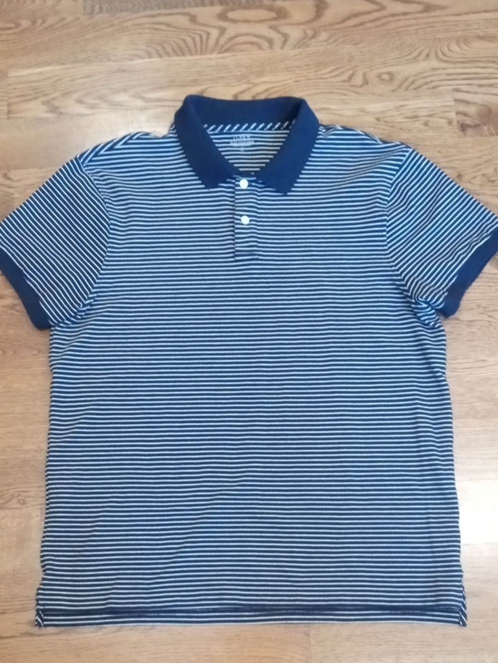 J. Crew Navy and White Striped Polo
